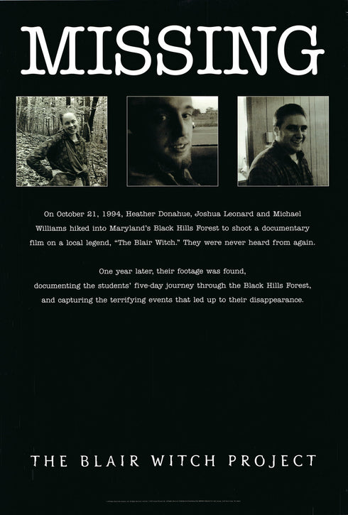 the blair witch project 1999 one sheet poster rolled b